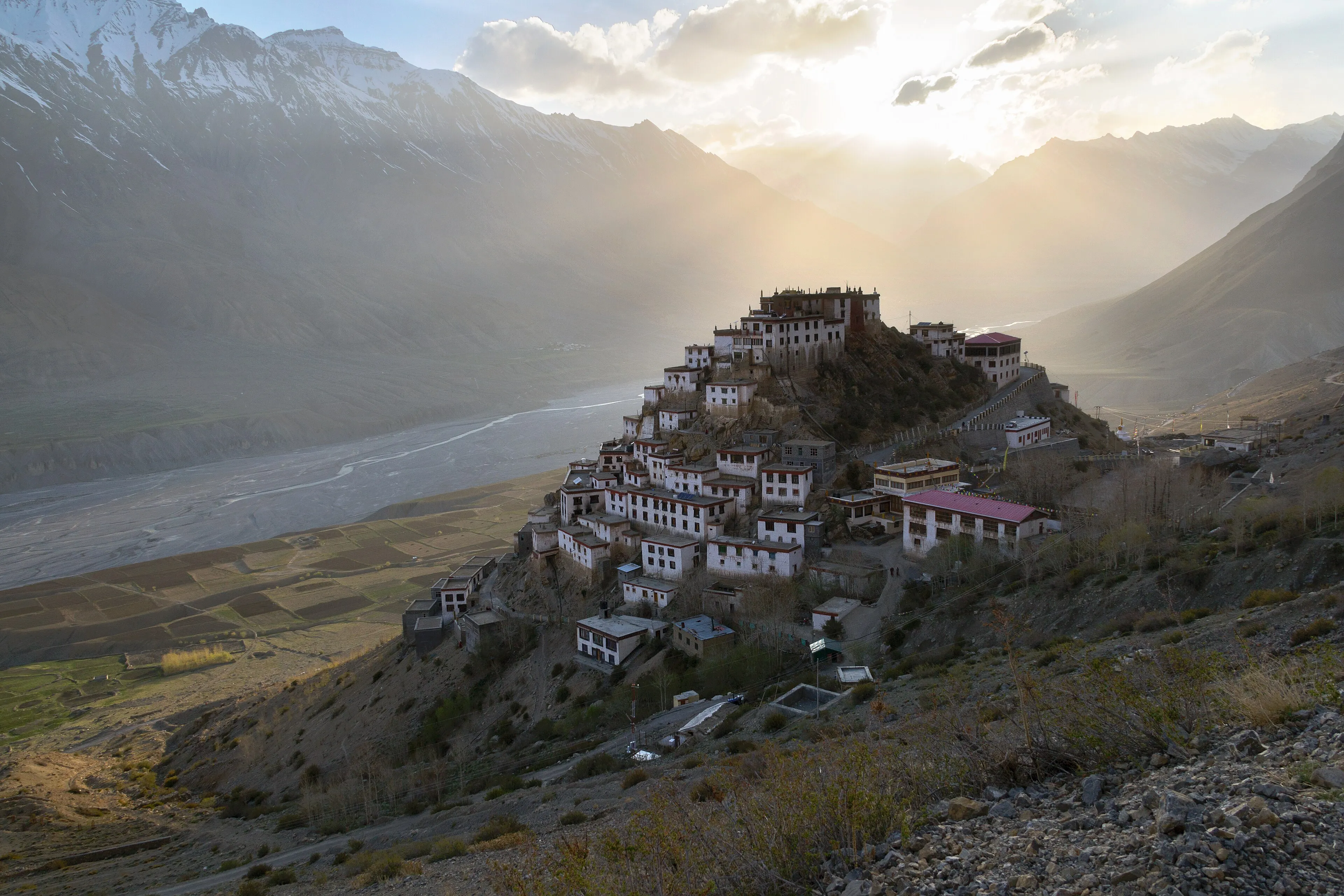 Tawang Monastery on a ridge in Arunachal Pradesh, North East India